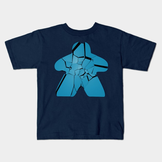 The Broken Meeple (blue) Kids T-Shirt by TONYSTUFF